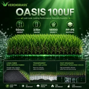 Verdigrass Natural Look 50mm Soft Artificial Grass for Curb Appeal Front Yard Decoration High Quality Turf Roll 15-Year Warranty