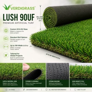 Verdigrass Premium 30mm Commercial Landscape Artificial Grass High Density Eco Friendly 15 Year Warranty Shopping Mall High