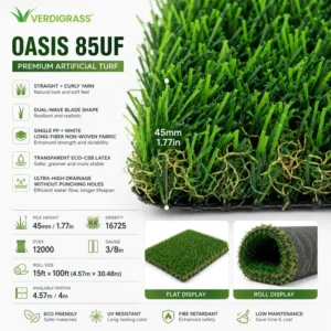 Verdigrass Weatherproof 45mm Soft Eco Friendly Artificial Grass for Outdoor Patio Balcony Renovation High Quality Synthetic Turf