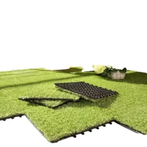 Weatherproof Polypropylene Interlocking Artificial Grass Tile 20mm for Outdoor Garden Balcony Wall Fence