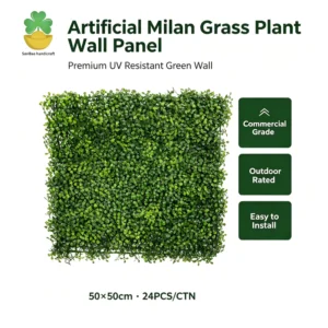 XX337 Modern Artificial Grass Wall Panels 12 Customizable Colors Sizes PE Material Fire Retardant Decorative Greenery
